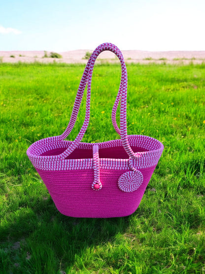 Cotton Rope Summer Bag - Beach Tote, Eco-Friendly Shoulder Bag, Perfect Gift for Women