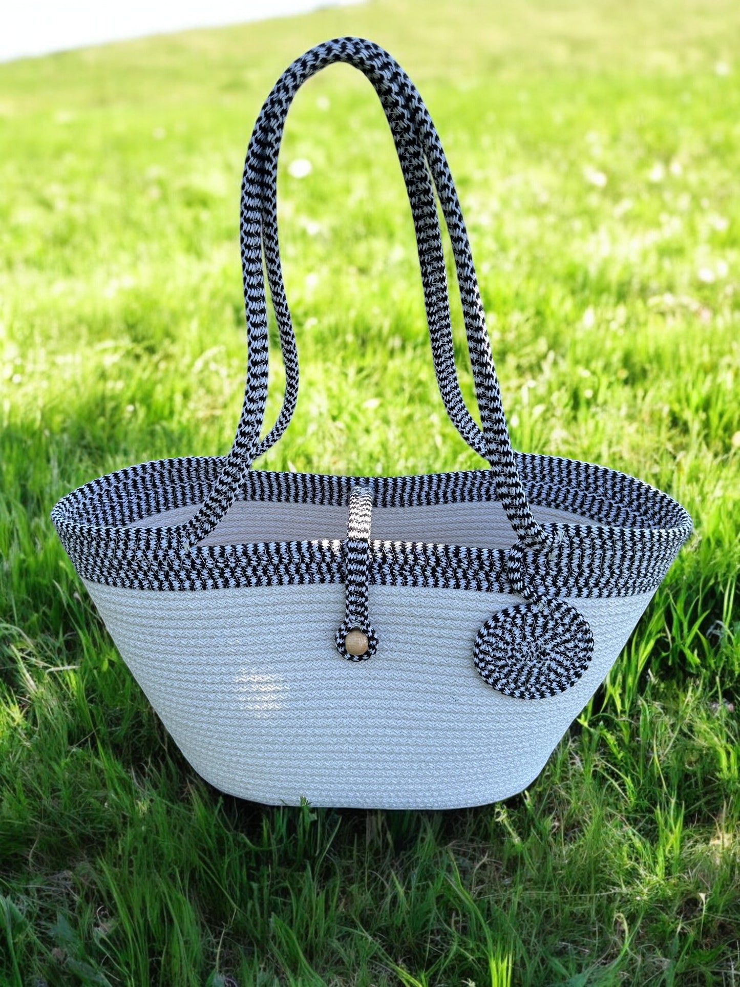 Cotton Rope Summer Bag - Beach Tote, Eco-Friendly Shoulder Bag, Perfect Gift for Women
