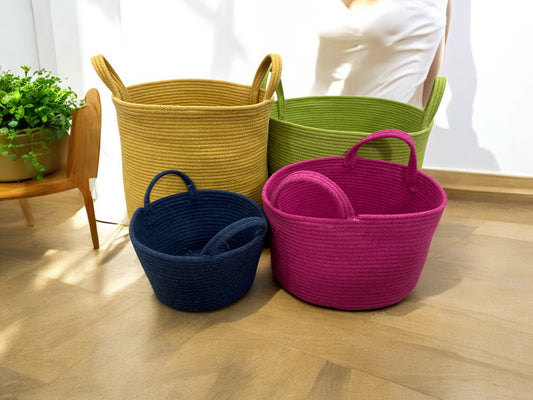 Cotton Rope Storage Basket - Nursery, Toy, and Cloth Organizer, Perfect Gift for Mom