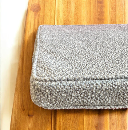 Custom Boucle Bench Cushion Cover - Bay Window & Floor Cushion in Boucle Fabric (Cushion Cover Only)