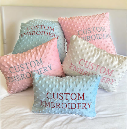 Personalized Minky Pillow Cover - Custom Embroidered Monogram Name Pillow, Soft Minky Fabric Gift