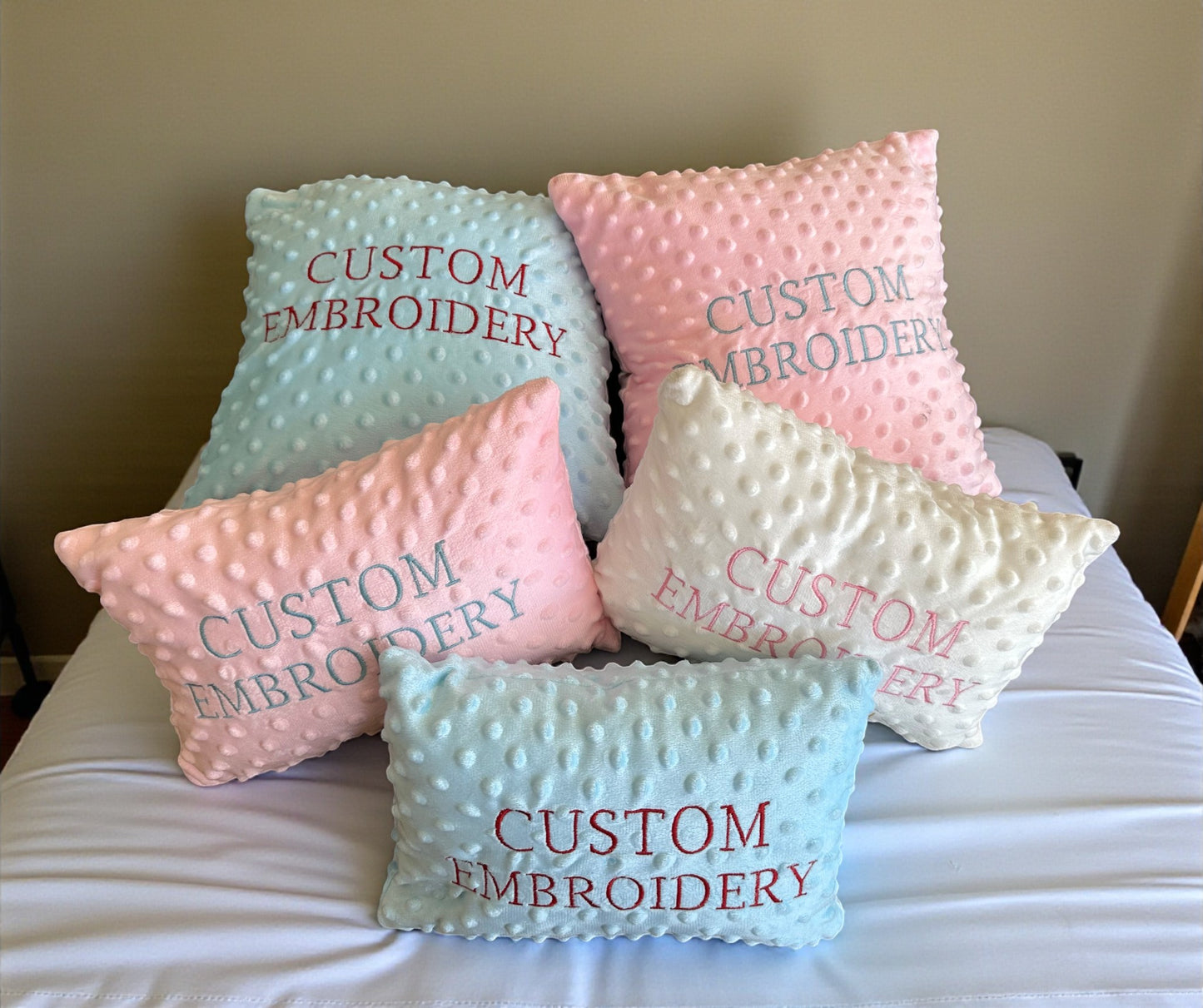 Personalized Minky Pillow Cover - Custom Embroidered Monogram Name Pillow, Soft Minky Fabric Gift