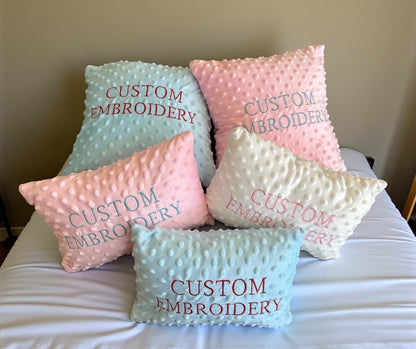 Personalized Minky Pillow Cover - Custom Embroidered Monogram Name Pillow, Soft Minky Fabric Gift