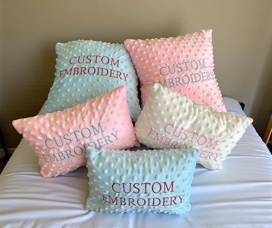 Personalized Minky Pillow Cover - Custom Embroidered Monogram Name Pillow, Soft Minky Fabric Gift