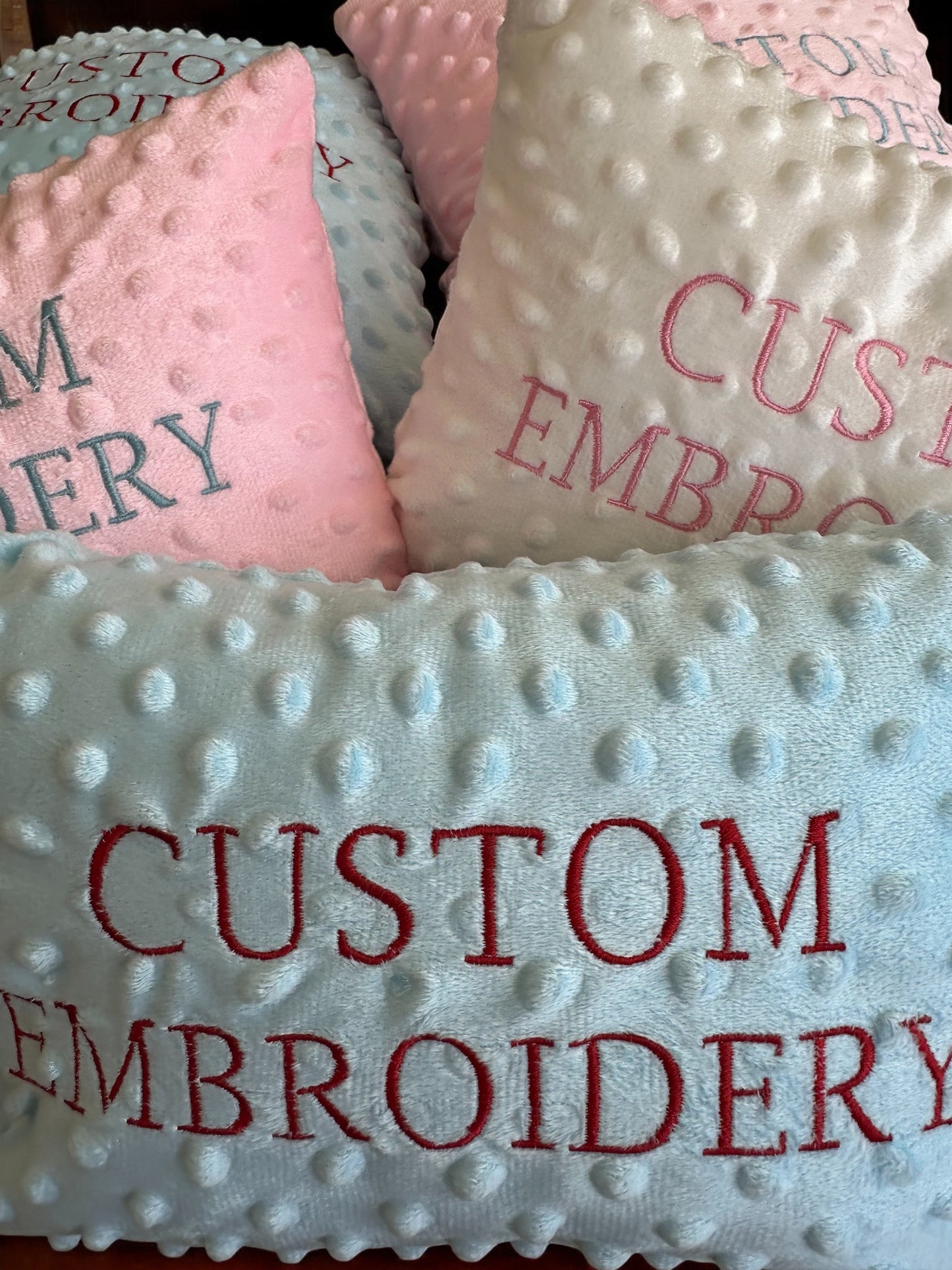 Personalized Minky Pillow Cover - Custom Embroidered Monogram Name Pillow, Soft Minky Fabric Gift