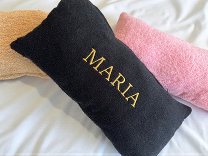 Personalized Terry Cloth Pillow - Custom Embroidered Monogram Pillow, Name Pillow, Soft Terry Cloth Fabric Gift
