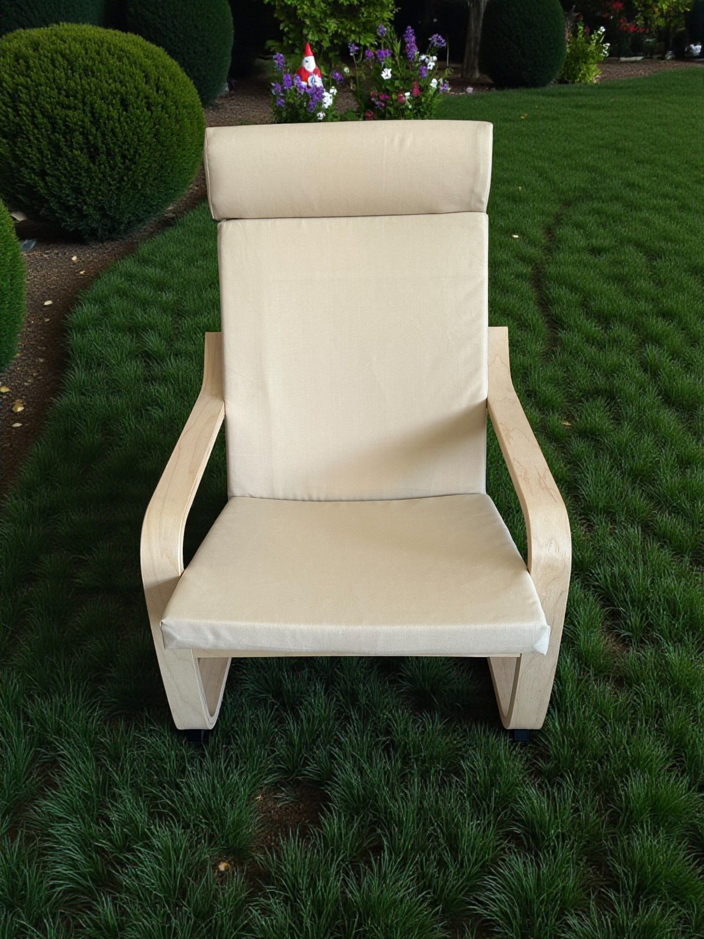 Water-Resistant Poang Armchair Cover - UV-Resistant Outdoor Seat Pads & Footstool Cover