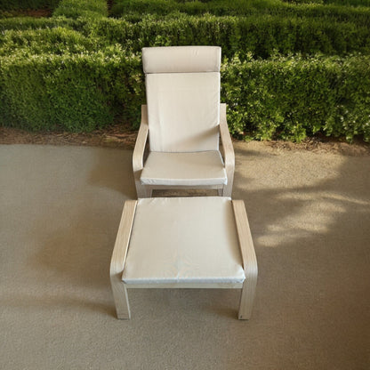 Water-Resistant Poang Armchair Cover - UV-Resistant Outdoor Seat Pads & Footstool Cover