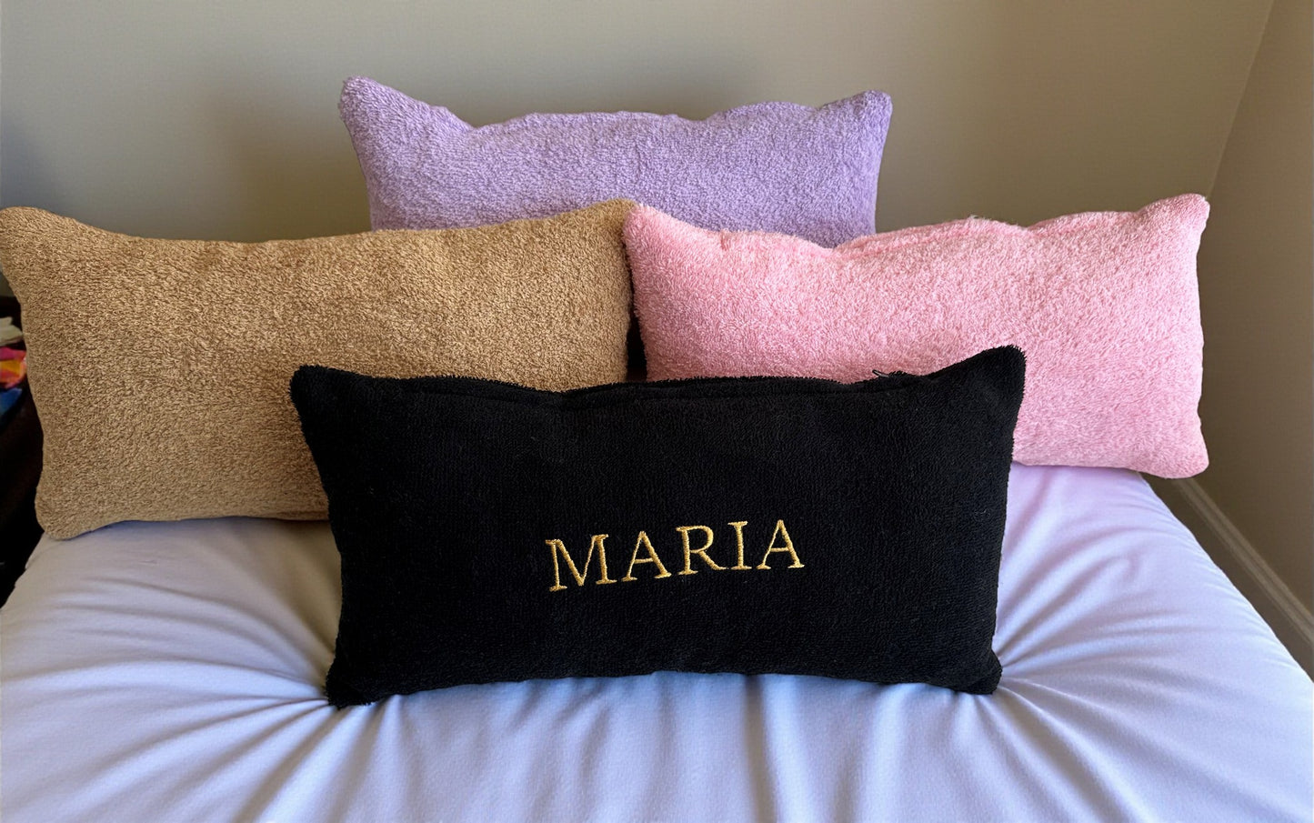 Personalized Terry Cloth Pillow - Custom Embroidered Monogram Pillow, Name Pillow, Soft Terry Cloth Fabric Gift