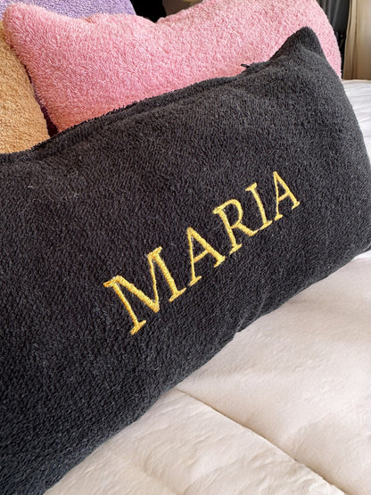 Personalized Terry Cloth Pillow - Custom Embroidered Monogram Pillow, Name Pillow, Soft Terry Cloth Fabric Gift