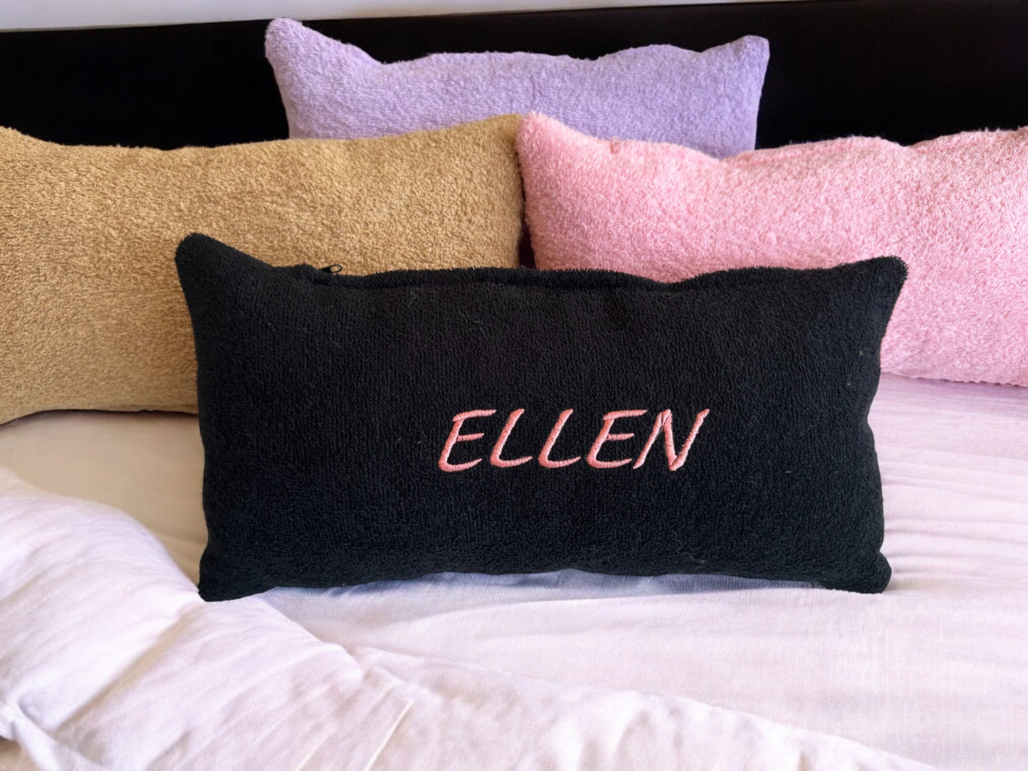 Personalized Terry Cloth Pillow - Custom Embroidered Monogram Pillow, Name Pillow, Soft Terry Cloth Fabric Gift