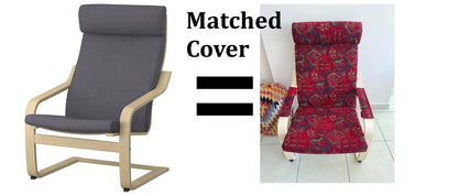 Kilim Designed Poang Armchair Slipcover with Footstool & Armrest Pads - Ethnic Pattern Seat Cover for Ikea Poäng