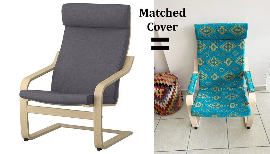 Kilim Designed Poang Armchair Slipcover with Footstool & Armrest Pads - Ethnic Pattern Seat Cover for Ikea Poäng