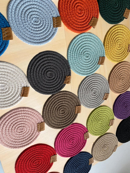 Cotton Rope Coasters - Set of Cotton Rope Coasters - Colorful Table Coasters for Dining Table & Kitchen Décor, Perfect Housewarming Gift