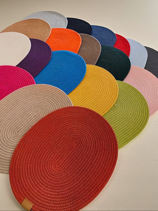 Oval Cotton Rope Placemats - Colorful Dining Table Mats, Decorative Placemats for Dining Table Décor