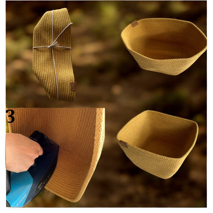 Cotton Rope Basket with Handles - Square & Rectangle Storage Baskets, Colorful Organizer, Housewarming Gift