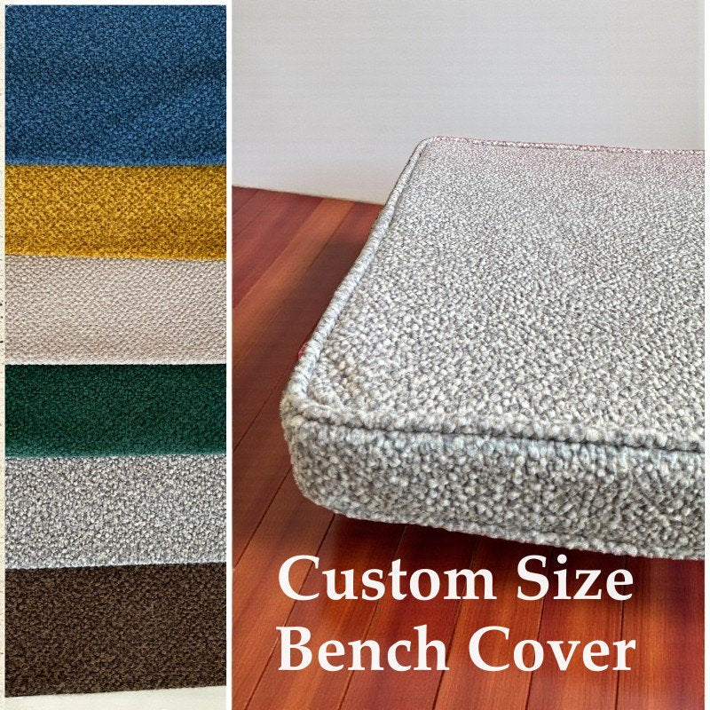 Custom Boucle Bench Cushion Cover - Bay Window & Floor Cushion in Boucle Fabric (Cushion Cover Only)