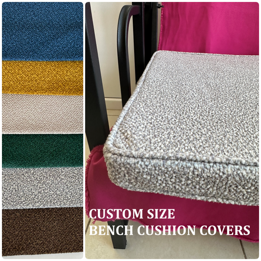 Custom Boucle Bench Cushion Cover - Bay Window & Floor Cushion in Boucle Fabric (Cushion Cover Only)