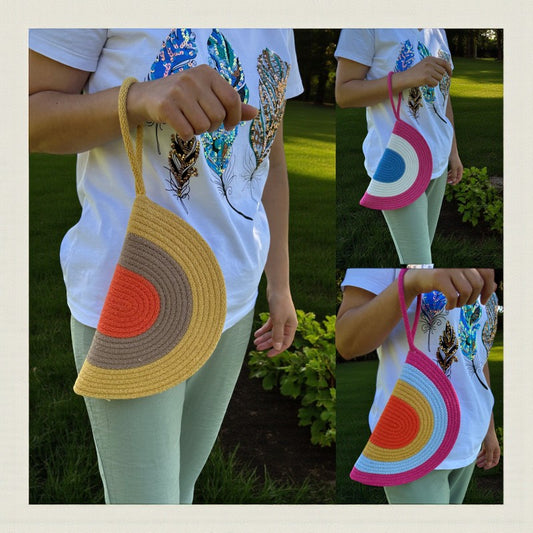 Colorful Cotton Rope Clutch Bag - Boho Summer Purse, Bridesmaid Gift, Clutch for Women