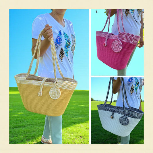 Cotton Rope Summer Bag - Beach Tote, Eco-Friendly Shoulder Bag, Perfect Gift for Women