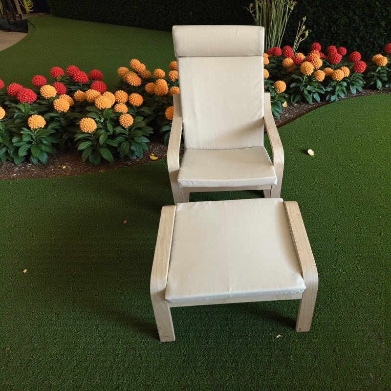 Water-Resistant Poang Armchair Cover - UV-Resistant Outdoor Seat Pads & Footstool Cover