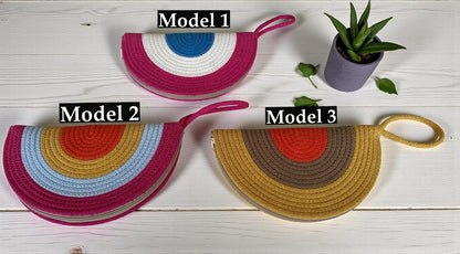 Colorful Cotton Rope Clutch Bag - Boho Summer Purse, Bridesmaid Gift, Clutch for Women