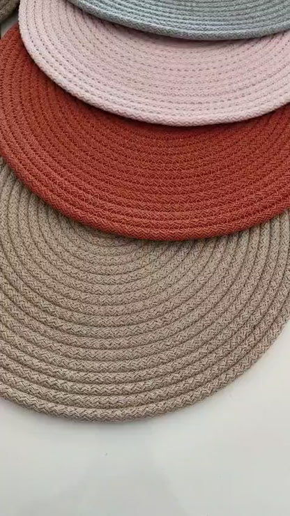 Cotton Rope Placemats - Round, Colorful Dining Table Mats, Decorative Placemats for Dining Table Décor