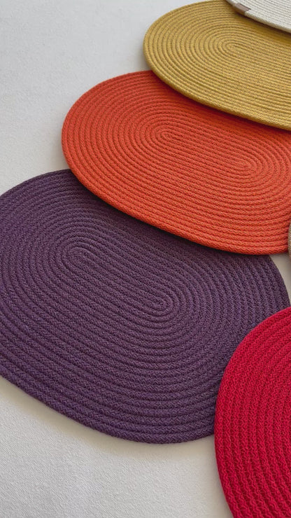 Oval Cotton Rope Placemats - Colorful Dining Table Mats, Decorative Placemats for Dining Table Décor