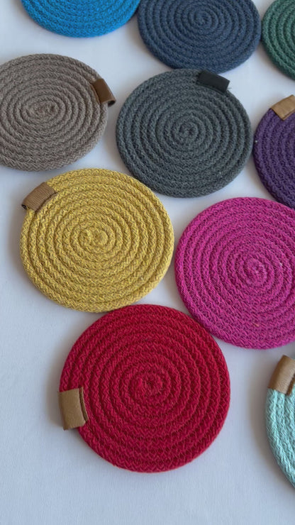 Set of Cotton Rope Coasters - Colorful Table Coasters for Dining Table & Kitchen Décor, Perfect Housewarming Gift