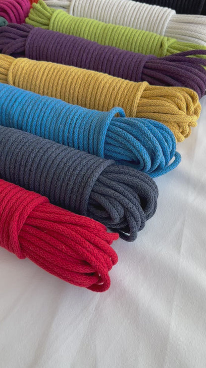 Braided Cotton Rope for DIY - Colorful Rope by the Yard for Baskets, Bowls, and Sewing Projects