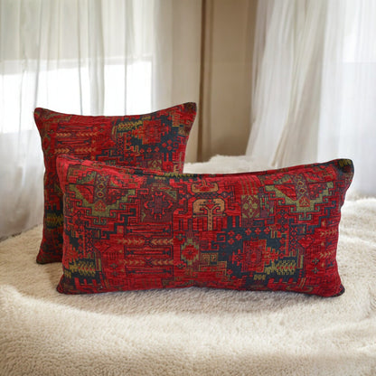 Custom Size Kilim Throw Pillow - Tribal Lumbar Cushion, Kilim Pattern Fabric Pillow