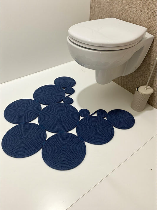 Custom Size Cotton Rope Bathroom Mat - Decorative Toilet Rug, Colorful Housewarming Gift for Bathroom Décor