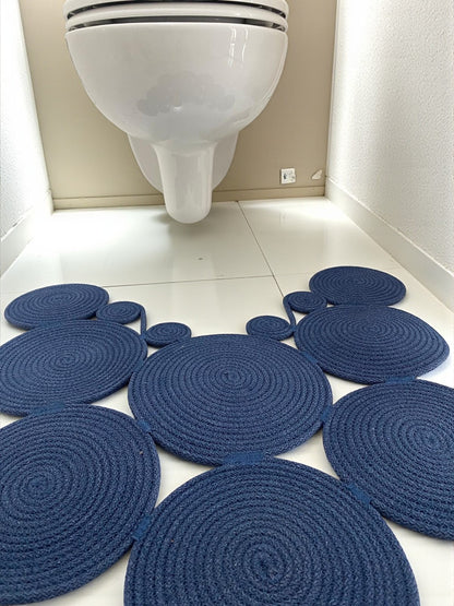 Custom Size Cotton Rope Bathroom Mat - Decorative Toilet Rug, Colorful Housewarming Gift for Bathroom Décor